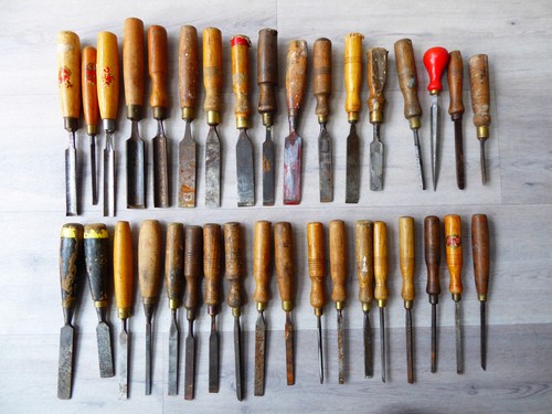 Vintage wood chisels with - chisels, x