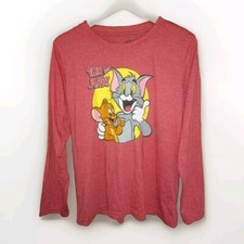 Tom & Jerry Red Cotton Blend Pullover Pyjama Top Sleep Shirt I Womens Size UK M
