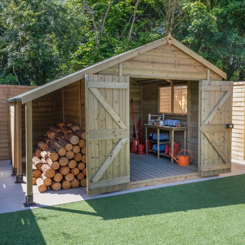 Garden shed log store 10x8 - shed,