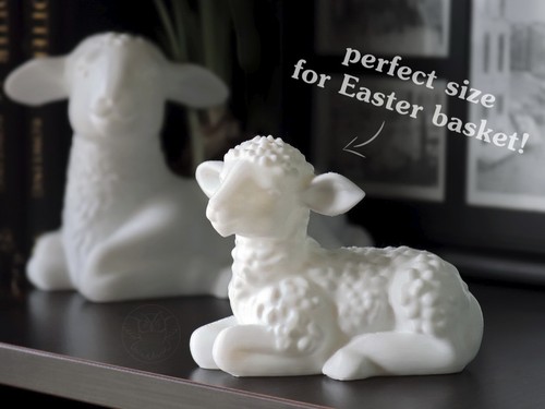 White lamb figurine 10cm - white,