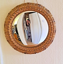 Antique Large Size Convex Mirror Carved Wood Gilt Convex Mirror Rare Collectable