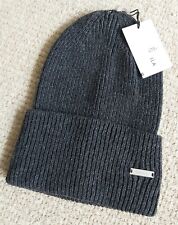 Adult SATILA of SWEDEN 70% Wool Rib DARK GREY CUFF BEANIE Hat Toque UNISEX Tag
