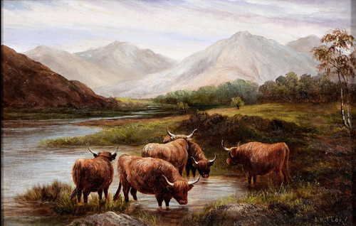 Antique oil canvas - oil,
