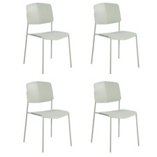 Set of Four Sage Green Aspen Academy Kitchen Chairs, Stackable Design, Plastic
