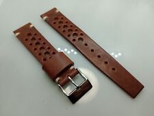 New Geckota 20mm Premium Genuine Leather Brown Vintage Racing Watch Strap K98