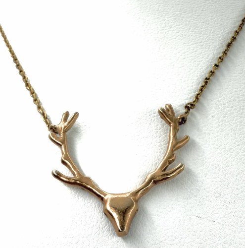 Gold deer antler necklace - gold,