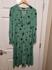 M&S Collection Petite Green  Star Print Dress Size 10 Green / Black