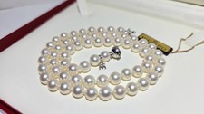 M charm Mikimoto Akoya pearl necklace 18ct gold clasp 7-6.5mm - 47cm length