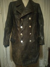 WW2 Kriegsmarine U Boat German Leather Jacket Coat Black 