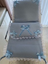 Dolls Blue Quilted Pram Set