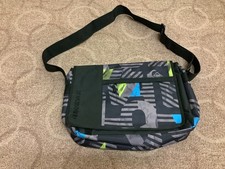 Quiksilver Messenger Laptop Shoulder Bag - black grey fun design with zip pocket