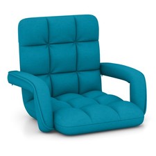 Indoor Chaise Lounge Recliner Adjustable Floor Chair Lazy Sofa Chair-Blue