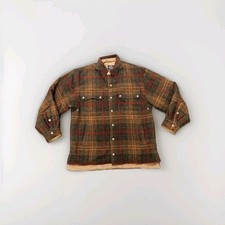 Willis & Geiger Wool Field Jacket Large Brown Plaid Check Corduroy Lined