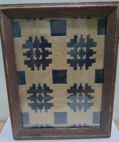 Vintage woven rug art framed - woven,