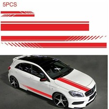 5Pcs Racing-Car Side Body Long-Stripe Vinyl Door Hood Roof Trunk Decals Sticker