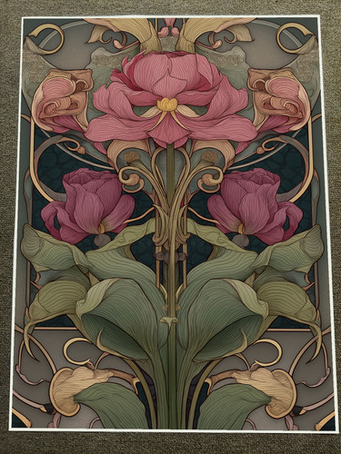 Pink and gold art - and, nouveau