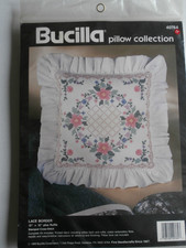 Bucilla Stamped cross stitch kit Pillow Collection Lace Border  31 x 31cm #40764