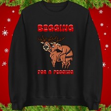 Funny Christmas Reindeer Jumper Begging for a Pegging Naughty Xmas Party Top