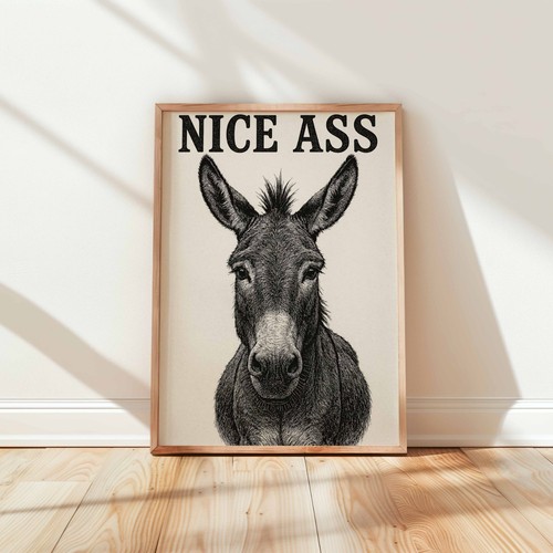 Funny donkey wall - funny, print