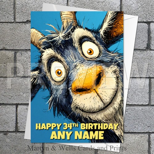 Goat birthday card 5x7 - card.,