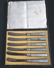 Antique Set Of 6 Boxed Silver