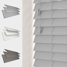 FAUX WOOD 50MM VENETIAN BLINDS SLATS STRING GREY WHITE