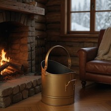 Brass Coal Bucket Waterloo Charcoal Ash Log Scuttle Hod Fireside Steel