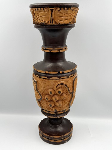 Hand carved wooden vase hard - carved,