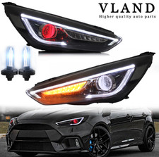 VLAND LED Headlights+Bulbs for Ford Focus 2015-2017 2018 Demon Eyes w/Sequential