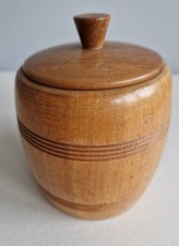 Lovely Vintage RYECRAFT wooden Tobacco Jar Barrell Shape 12cm Tall