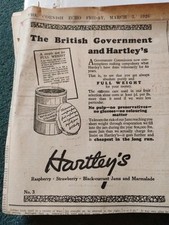 Sk168 Ephemera 1926 Advert Hartley's Jam