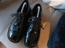 BLACK PATENT KICKERS SHOES Lace up EUR 41 UK 7