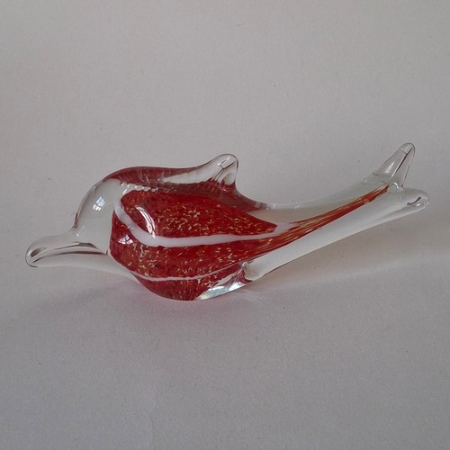 Murano glass fish clear red - glass, &