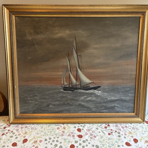 Antique maritime oil painting - antique,