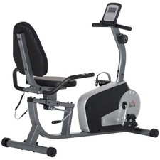 Magnetic Exercise Bike Semi Recumbent Fitness Cycle LCD Seat Adjustable Grey 