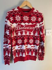 Budweiser Beer Mens Size Extra Small  Christmas Jumper Novelty Festive Fair Isle