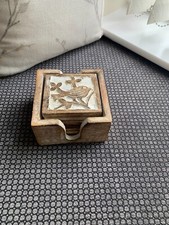 SET OF 6 VINTAGE SQUARE CARVED