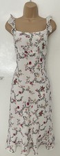 Amaranto White Floral Sleeveless Occasion Wedding Races Midi Dress Size 14