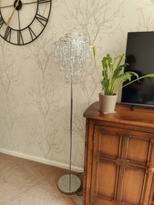 Silver Chandelier Style Floor Lamp With Beaded Shade