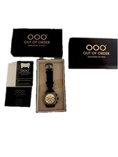 Out of Order "please,treat me bad!" Cream sporty cronografo-black leather strap