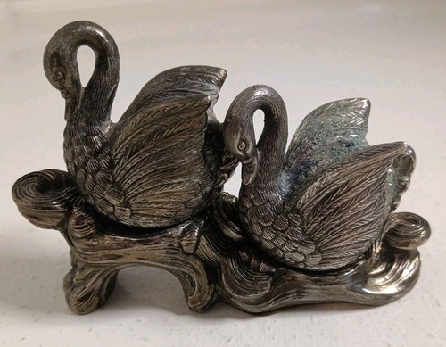 Vintage silver swan - swan, salt