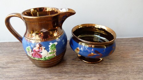 Copper lustre ware - , jug