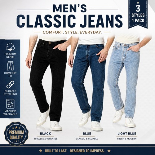 Mens denim jeans straight - denim,