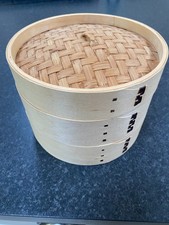 Handmade Chinese Bamboo Steamer Cooker 3 Layer Tier - 20 cms Wide, 15cm tall