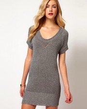 Karen Millen | RRP £130 | Grey | Metallic | Knitted | Jumper dress | 3 / UK 10