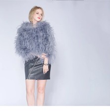 Coat Ostrich Feather Furry Fuzzy Nightclub Jacket Fluffy Ostrich Fur Plush