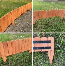 Wooden Garden Edging Lawn Border Flower Bed Trim Fence (10cm or 20cm high)