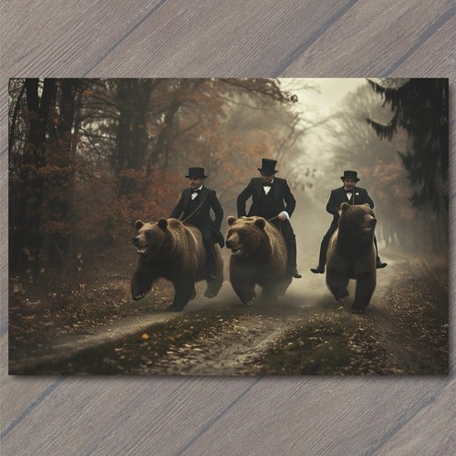 Art print bear riding men - riding,