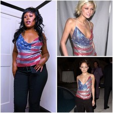 Y2K American Flag Chainmail top ASO Paris Hilton & Nicole Richie 2001