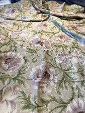 Vintage Unlined Handmade Drapes / Curtains 51" W x 88" L - rod pocket tops